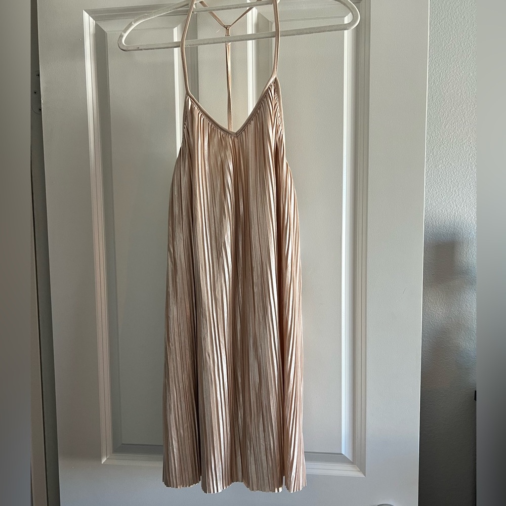 Stone Row Just Pleat It dress with lining.  It is champagne in color XS